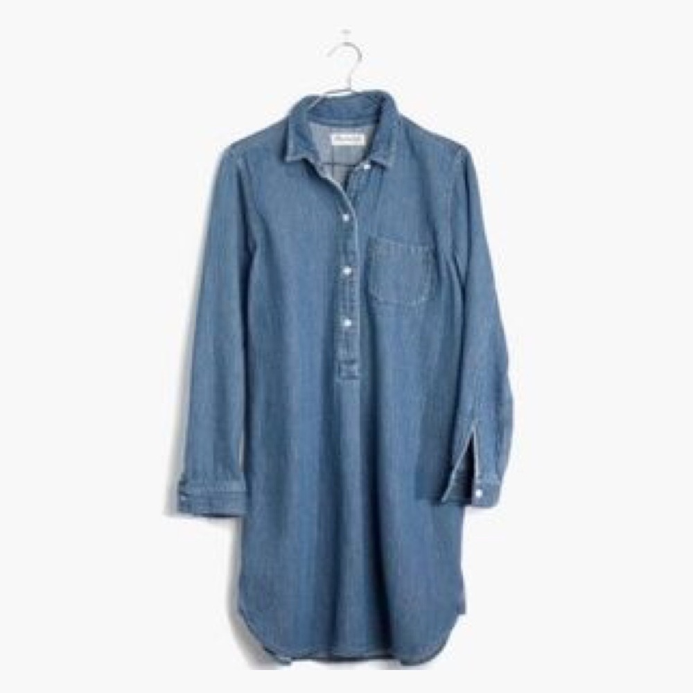Madewell Denim Chambray Popover Shirt Dress XL